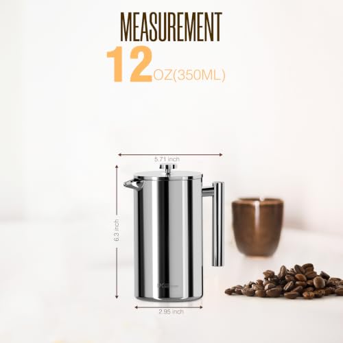 304 Grade Stainless Steel French Press 12 Oz (Silver / 12 Ounce)