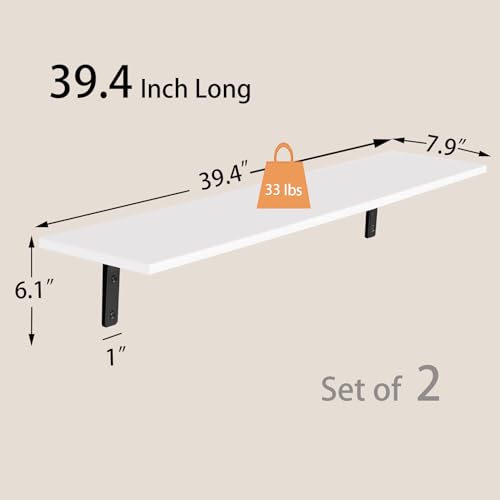 Long Wall Shelves (White / 39.4 Inch)