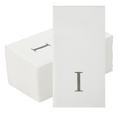 Silver I White Linen Feel Guest Towel Napkin (Silver / 2000 Count / I)