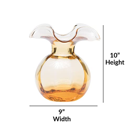 Hibiscus Glass Amber Medium Fluted Vase (Medium / Amber)