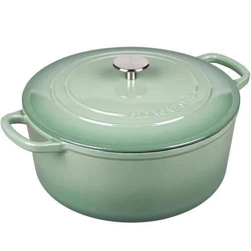 Enameled Dutch Ovens Cast Iron Dutch Oven Pot with Lid for Bread Baking (Sage Green / 7QT)