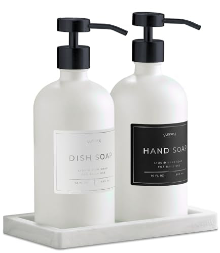 Glass Soap Dispenser Set of 2 (White/Black)
