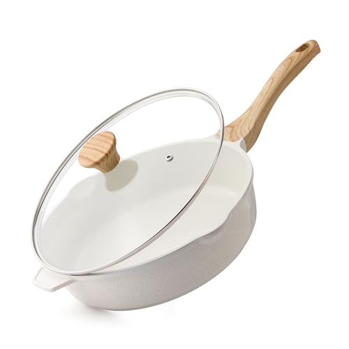 Nonstick Frying Pan Skillet with Lid 3.5 (Ceramic White / 11-inch/4.5QT)
