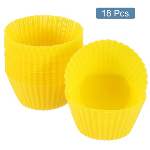 18Pcs Silicone Cupcake Liners (Yellow B / 2.8")