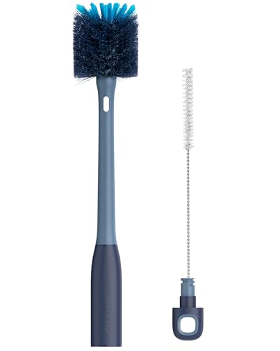 2 in 1 Bottle Brush with Straw Cleaner Brush (Grayish Blue / 1pcs)