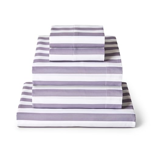 Iconic 5 Piece Sheet Set (3395 Oxford Stripe Hazy Lilac / Split King)