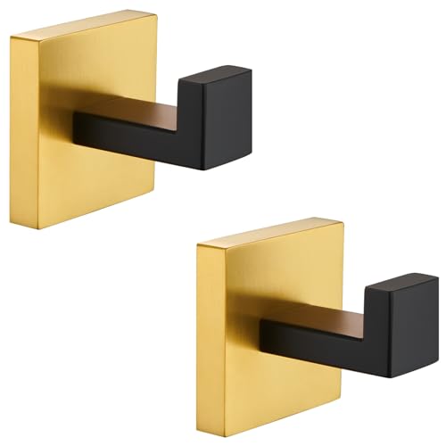 Bathroom Towel Hook (2 Pack / Black & Gold)