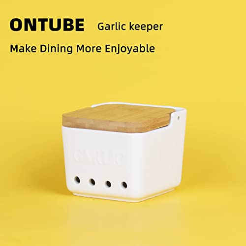 Garlic Keeper with Lid (White)