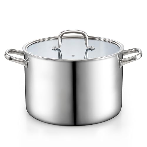 12 Quart Tri Ply Clad Stainless Steel Stockpot with Lid (12 Quarts / Silver)