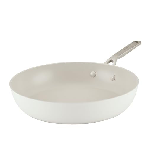 Hard Anodized Ceramic Nonstick Cookware Frying (Porcelain White / 12.25 Inch)