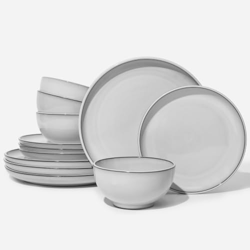 Stoneware Dinnerware Sets for 4 (Moonstone White / Set (12pcs))