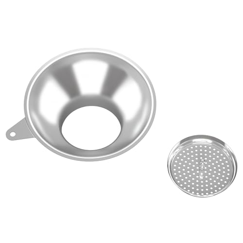 Stainless Steel Metal Canning Funnel with Removable Strainer