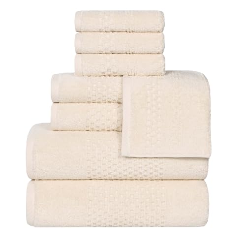 Playa Zero Twist Cotton Medium Weight Towels (8 Piece Towel Set / Ivory)