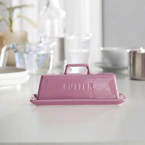 Ceramic Butter Dish with Lid (Dusty Rose)