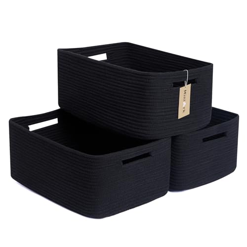 Large Storage Baskets for Shelves (3pcs-L17×W13×H7.5" / Black)