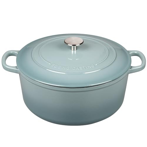 Enameled Dutch Ovens Cast Iron Dutch Oven Pot with Lid for Bread Baking (Seasalt / 7QT)