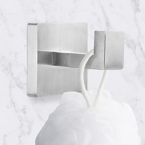 4 Pack Towel Hooks Hand Towel Holder Bathroom Robe Hanger Silver (Square / Silver)