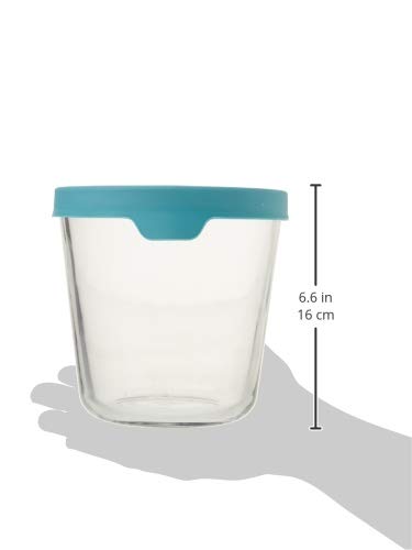 Trueseal Glass Food Storage Container with Airtight Lid (7 Cup Tall (Mineral Blue))