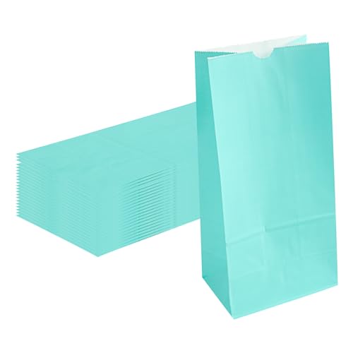Bakery Bags 100 Pack of 6.1 x 4 x 11.8 Inches Grease (8 lb / Turquoise)