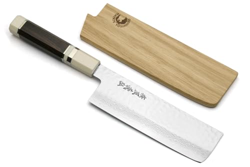 VG10 46 Layers Hammered Damascus Nakiri Japanese Vegetable Knife 6.5'' (6.5" / Ebony with Alternative Ivoy Bolster)