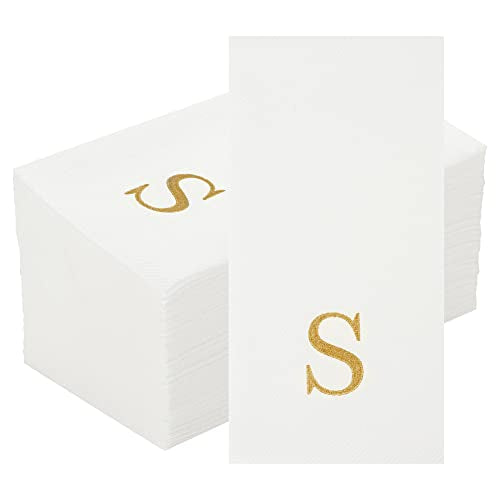 Paper Rectangle Gold Letter S Linen (Gold / 2000 Count / S)