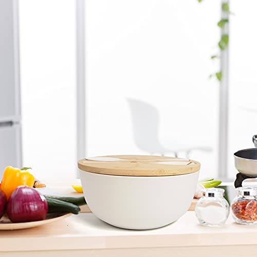 Large Salad Bowl with Lid (White)