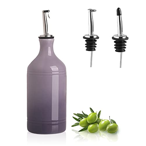 Sweejar Ceramic Olive Oil Dispenser Bottle (15.5 oz, Set of 1 / Gradient Purple)