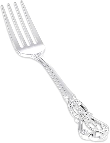 30PCS Silver Plastic Forks 8.1inch Vintage Baroque Forks for Dinners (30-Silver / Forks)