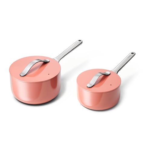 Non Stick Ceramic Sauce Pans with Lids (Perracotta / 3 Qt & 1.75 Qt)