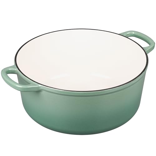 Enameled Cast Iron Dutch Oven Pot With Lid (Sage Green / 5.5QT)