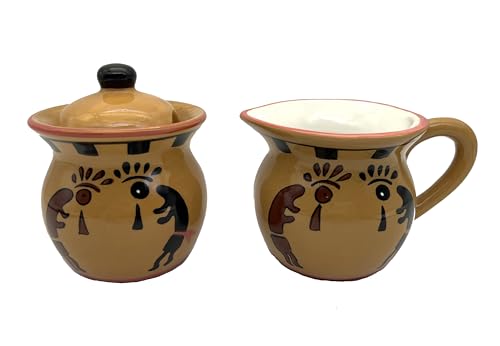 Western Kokopelli Hand Painted Ceramic Creamer & Sugar Set (Western Kokopelli)