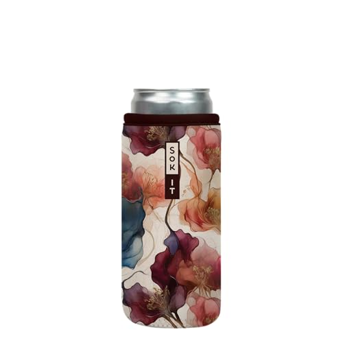CanSok Sleeve for Beer & Soda Insulated Neoprene Cover (Watercolor Whisper / 12oz Slim Can Sleeve)