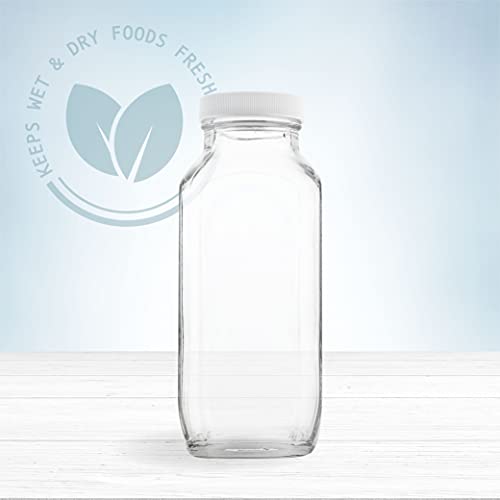 16 oz Glass Milk Bottle with Lid (16oz / 2 Pack)