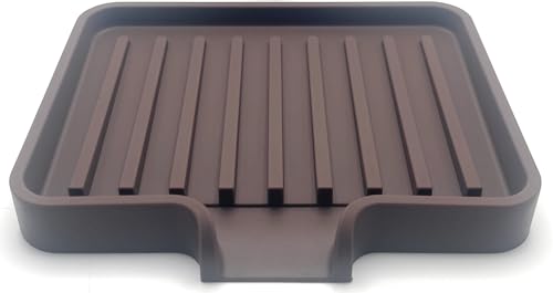 Silicone Soap Dish Tray and Sponge Holder with Drain Chute (2 Count)