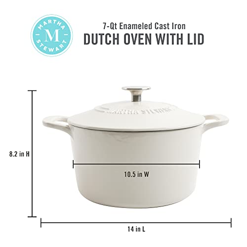 Gatwick 7 Quart Enamel Cast Iron Dutch Oven (Linen w/ Silver Knob / 7-Quart)