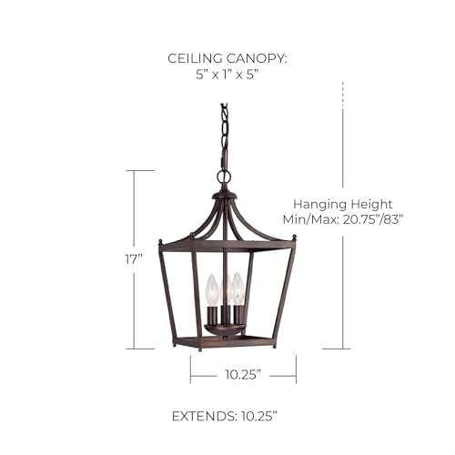 Capital Lighting 4036MB Stanton Geometric Metal Open Frame Lantern Foyer Pendant (3-Light / Matte Black)