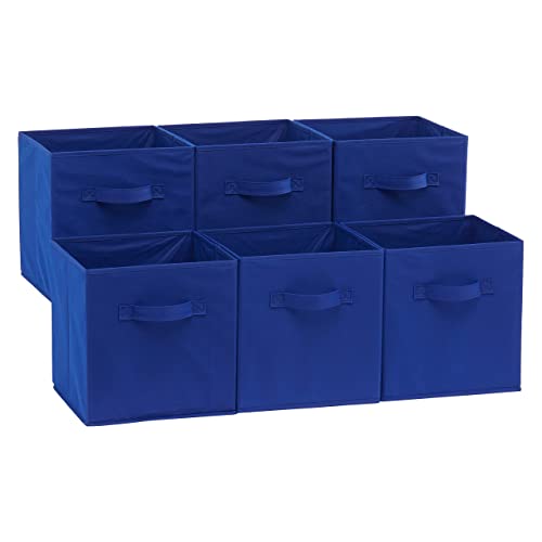 Collapsible Fabric Storage Bins with Handles (Navy / 10.5"x10.5"x11")