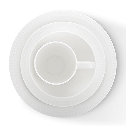Bone China Pinpoint Embossed 32 Piece Dinnerware Set (Pinpoint - White / 32 Piece Service for 8)