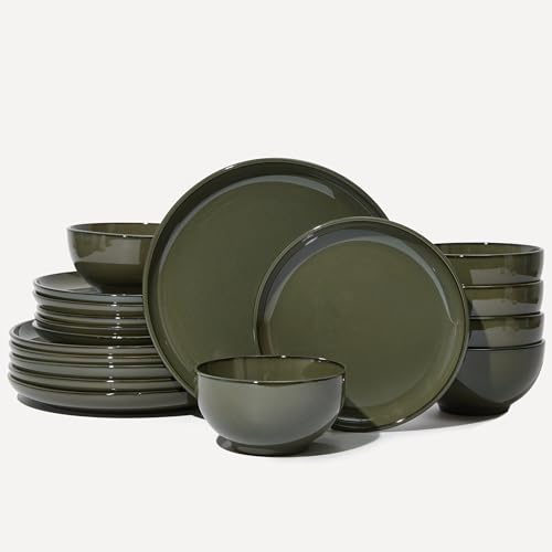 Stoneware Dinnerware Sets for 6 (Blackish Green / Set (18pcs))
