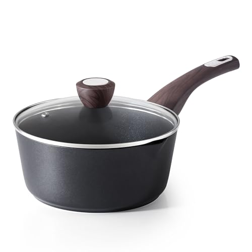 Nonstick Sauce Pan with Lid (Classic Black / 2.5 Quarts)