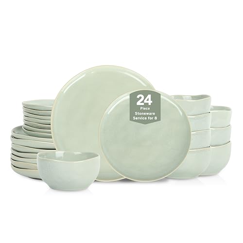 Mirella 24 Piece Dinnerware Set Stoneware (Light Green / 24-Piece - Service for 8)