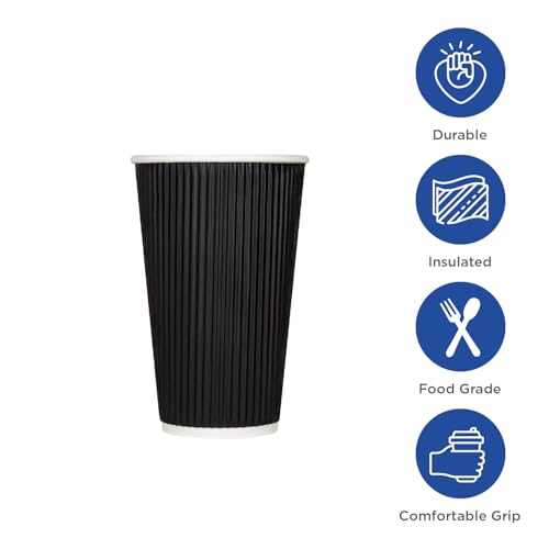 C KRC520B 20 oz Ripple Paper Hot Cups (500 Count (Pack of 1) / Black)