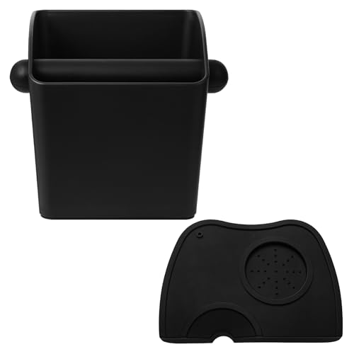 Large Square Knock Box Shock (Large Black Knock Box with Tamper Mat)