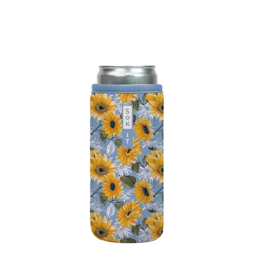 CanSok Sleeve for Beer & Soda Insulated Neoprene Cover (Sunflower Skies / 12oz Slim Can Sleeve)