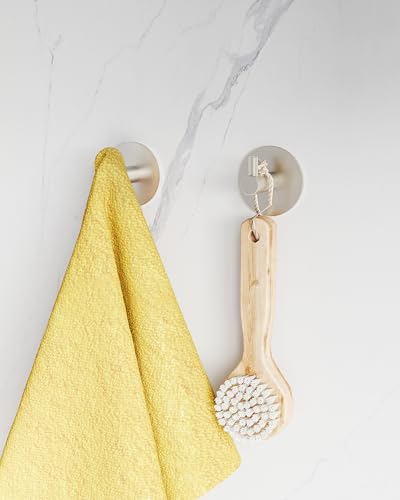Paper Towel Holder Under Cabinet with 2Hooks Self Adhesive Silver (Brushed Nickel / Holder with 2 Hooks)