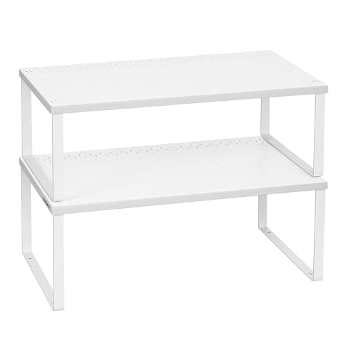 Set of 2 Metal Spice Racks (White / 2 Tiers (9"D x 15.7"W))