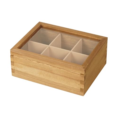 Wood Tea Bag Organizer (Carbonized / 6 Compartments)