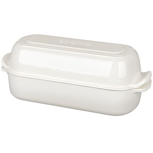 Enameled Cast Iron Loaf Pan with Lid (White)
