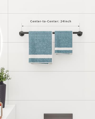 24 Inch Towel Bar Black Towel Rack for Bathroom Kitchen Towel Holder SUS304 Stainless Steel RUSTPROOF Wall Mount Total Length 26 inch (Matte Black / 24 inch(Center to Center))