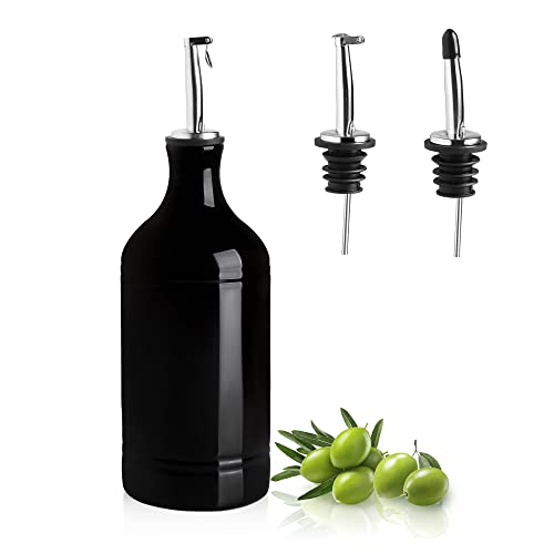 Sweejar Ceramic Olive Oil Dispenser Bottle (15.5 oz, Set of 1 / Black)